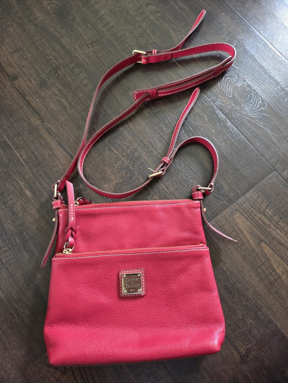 Dooney & Bourke Bright Red Pebbled Leather Crossbody Bag / Purse